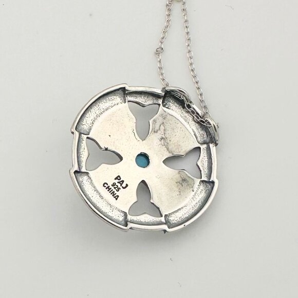 Natural Turquoise Gem in Sterling Silver Celtic Cross - Pendant with Chain - Picture 6 of 7